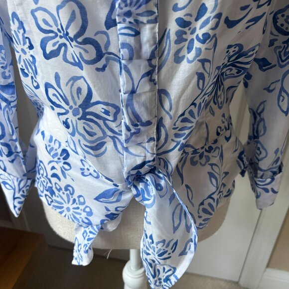 Jones NY - 100% Cotton Floral Feminine Button Up Blouse (Size: M) - Picture 3 of 5